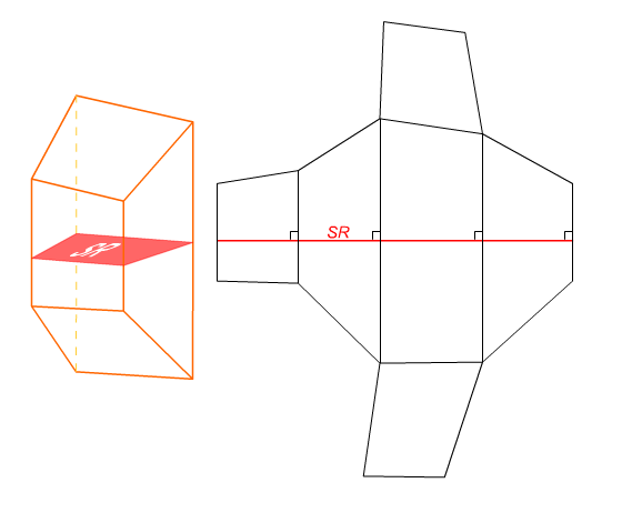 Diagrama de desarrollo de prisma