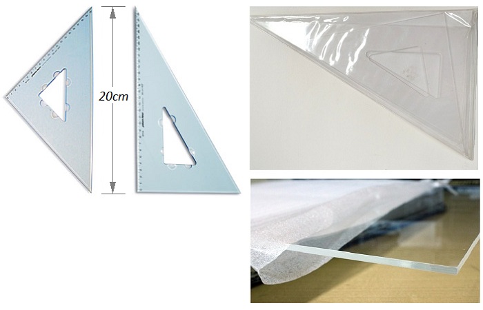 Juego de escuadras sin bisel
